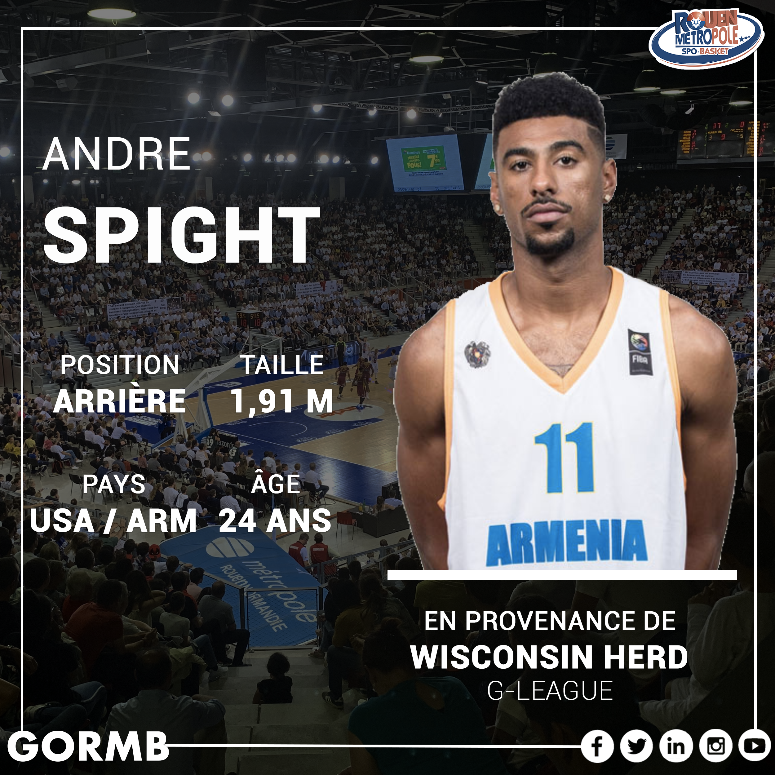 Andre Spight signe au Rouen Métropole Basket ! – Rouen Métropole Basket